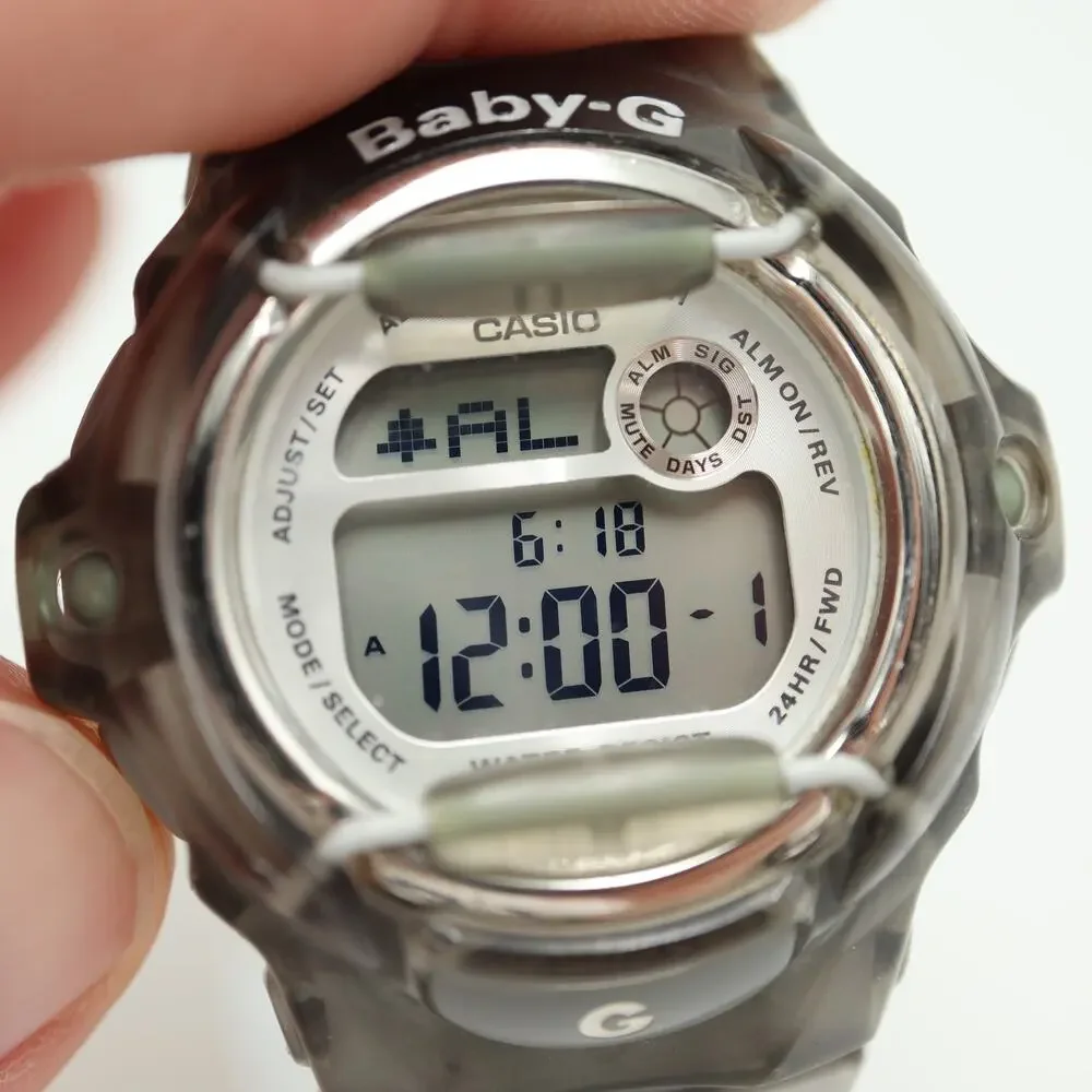 Casio Baby G Shock Clear Gray 43mm Digital Watch Animal BG169R w New Battery